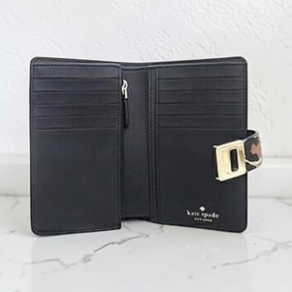 Kate Spade Phoebe Spotted Leopard Turnlock Medium Wallet KH815 - Picture 4 of 4